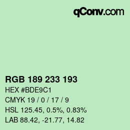 カラーコード: RGB 189 233 193 | qconv.com