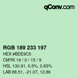 カラーコード: RGB 189 233 197 | qconv.com