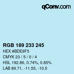 Color code: RGB 189 233 245 | qconv.com