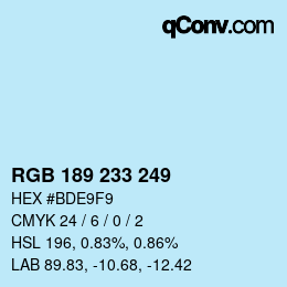 Color code: RGB 189 233 249 | qconv.com