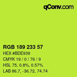 カラーコード: RGB 189 233 57 | qconv.com