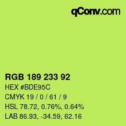 カラーコード: RGB 189 233 92 | qconv.com