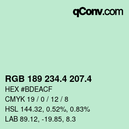 カラーコード: RGB 189 234.4 207.4 | qconv.com