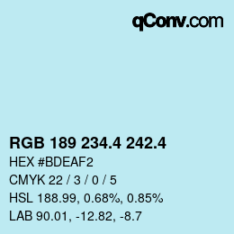 カラーコード: RGB 189 234.4 242.4 | qconv.com