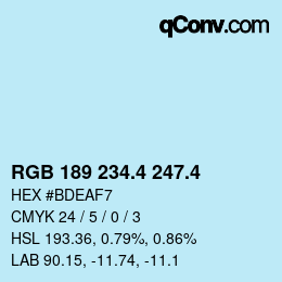 カラーコード: RGB 189 234.4 247.4 | qconv.com