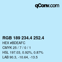 カラーコード: RGB 189 234.4 252.4 | qconv.com