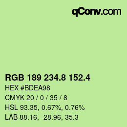 カラーコード: RGB 189 234.8 152.4 | qconv.com