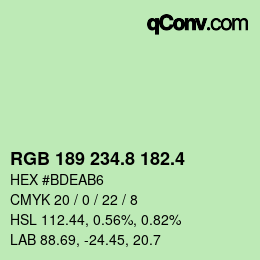 カラーコード: RGB 189 234.8 182.4 | qconv.com