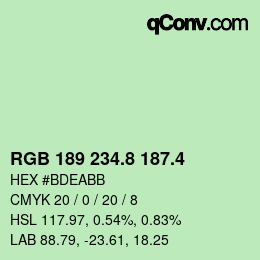 カラーコード: RGB 189 234.8 187.4 | qconv.com