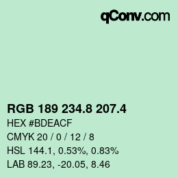 カラーコード: RGB 189 234.8 207.4 | qconv.com