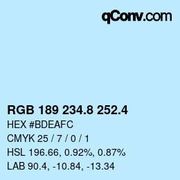 カラーコード: RGB 189 234.8 252.4 | qconv.com