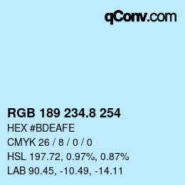 カラーコード: RGB 189 234.8 254 | qconv.com