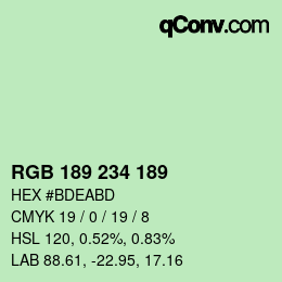Color code: RGB 189 234 189 | qconv.com