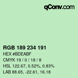 Farbcode: RGB 189 234 191 | qconv.com