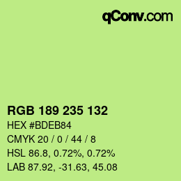 Farbcode: RGB 189 235 132 | qconv.com