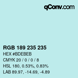 Color code: RGB 189 235 235 | qconv.com