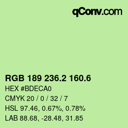 カラーコード: RGB 189 236.2 160.6 | qconv.com