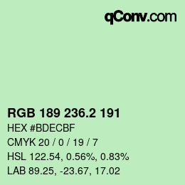 カラーコード: RGB 189 236.2 191 | qconv.com