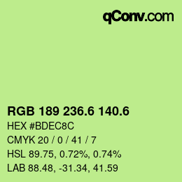 カラーコード: RGB 189 236.6 140.6 | qconv.com