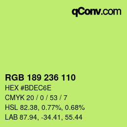 カラーコード: RGB 189 236 110 | qconv.com