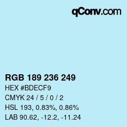 カラーコード: RGB 189 236 249 | qconv.com