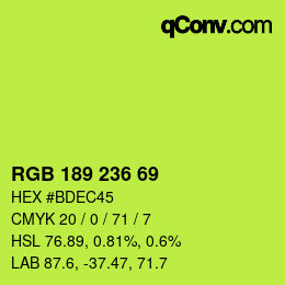 Color code: RGB 189 236 69 | qconv.com