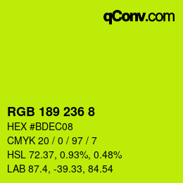 Color code: RGB 189 236 8 | qconv.com