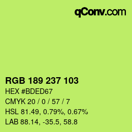 カラーコード: RGB 189 237 103 | qconv.com