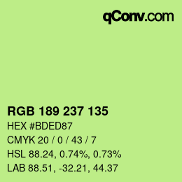 カラーコード: RGB 189 237 135 | qconv.com