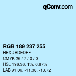 Color code: RGB 189 237 255 | qconv.com