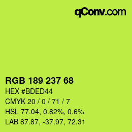 Color code: RGB 189 237 68 | qconv.com