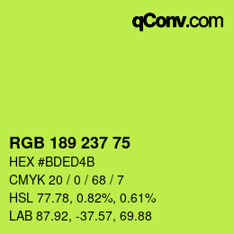 Color code: RGB 189 237 75 | qconv.com