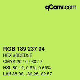 Color code: RGB 189 237 94 | qconv.com