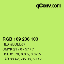 カラーコード: RGB 189 238 103 | qconv.com