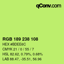 カラーコード: RGB 189 238 108 | qconv.com