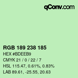 カラーコード: RGB 189 238 185 | qconv.com