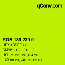 Color code: RGB 189 239 0 | qconv.com
