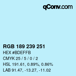 カラーコード: RGB 189 239 251 | qconv.com