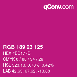 Color code: RGB 189 23 125 | qconv.com