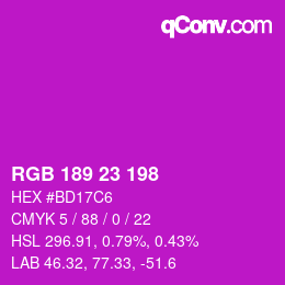Color code: RGB 189 23 198 | qconv.com