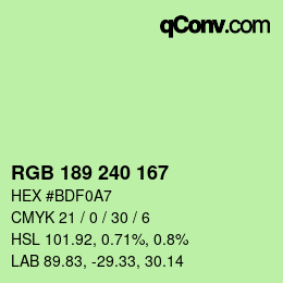 颜色代码: RGB 189 240 167 | qconv.com