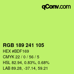 Color code: RGB 189 241 105 | qconv.com