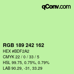 颜色代码: RGB 189 242 162 | qconv.com