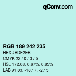 Color code: RGB 189 242 235 | qconv.com