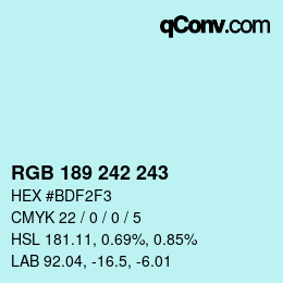Color code: RGB 189 242 243 | qconv.com