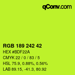 カラーコード: RGB 189 242 42 | qconv.com