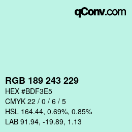 カラーコード: RGB 189 243 229 | qconv.com