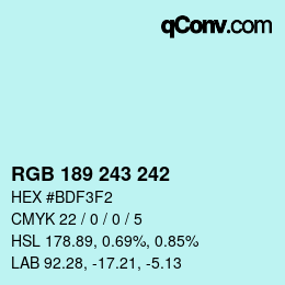 カラーコード: RGB 189 243 242 | qconv.com