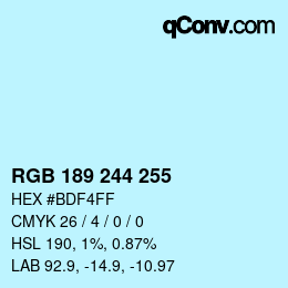 Color code: RGB 189 244 255 | qconv.com
