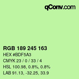 Código de color: RGB 189 245 163 | qconv.com